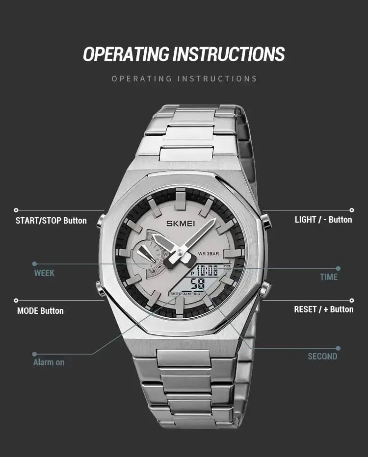 SKMEI 1816 – Dual Display Luminous Waterproof Watch Four Tick