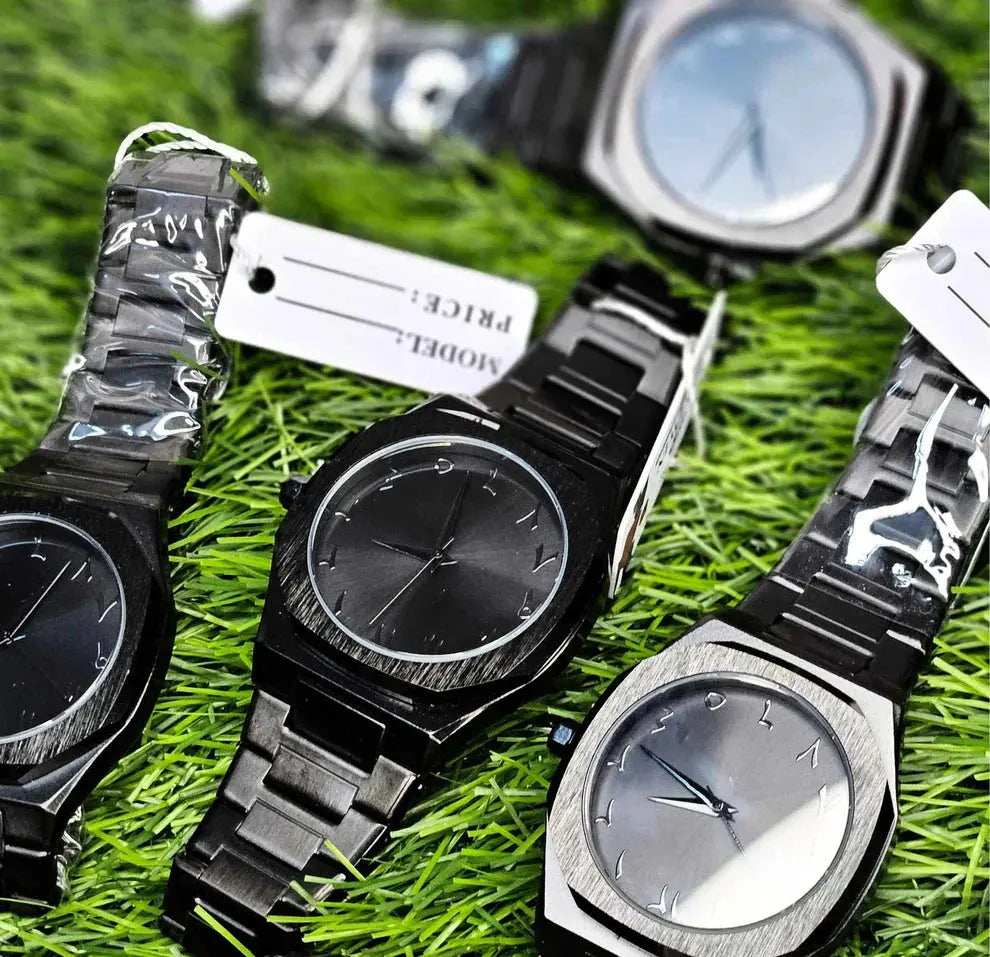 Black Arabic Aura Watch (Masterpiece) – Stainless Steel Edition Four Tick