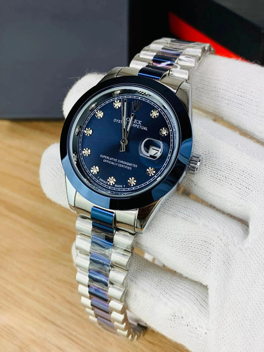 Rolex Blue Executive Edition – Two-Tone Dial with Bold Chain Build Four Tick