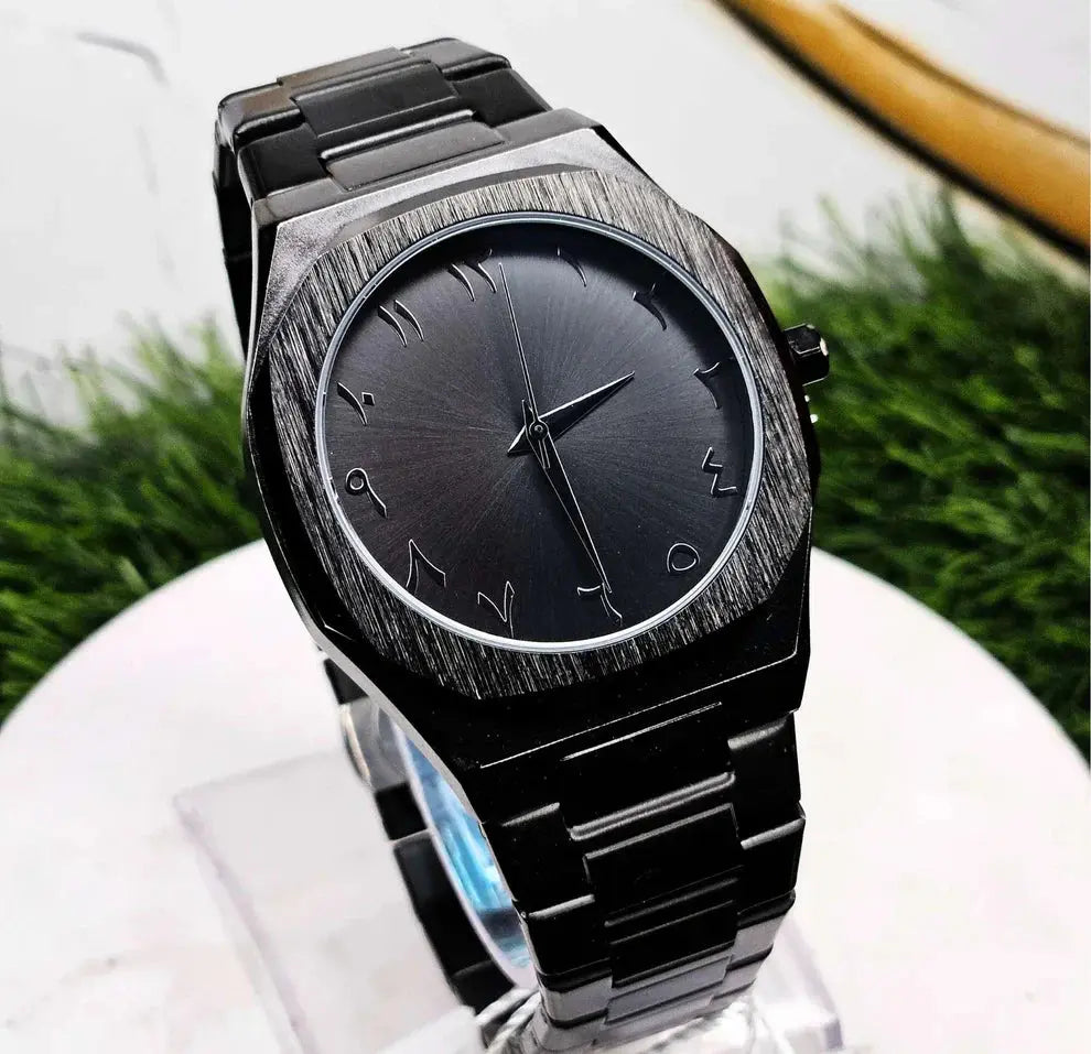 Black Arabic Aura Watch (Masterpiece) – Stainless Steel Edition Four Tick