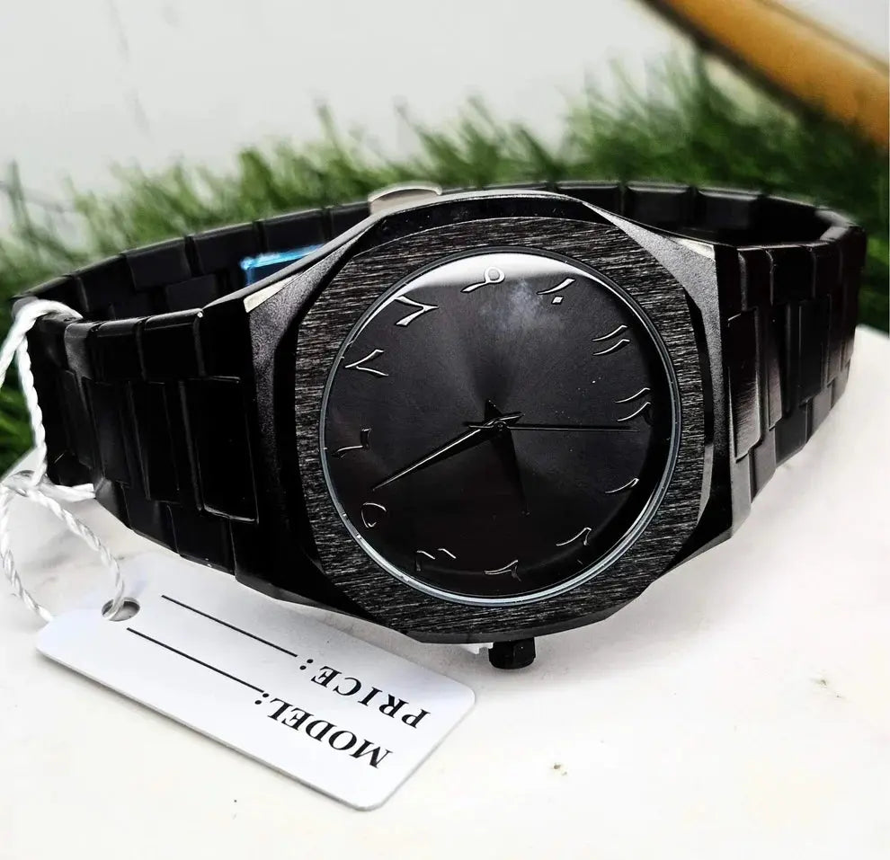 Black Arabic Aura Watch (Masterpiece) – Stainless Steel Edition Four Tick