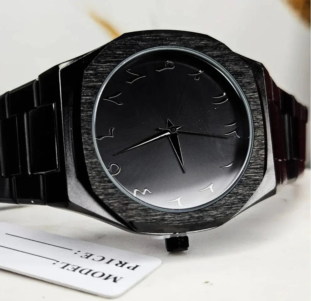 Black Arabic Aura Watch (Masterpiece) – Stainless Steel Edition Four Tick