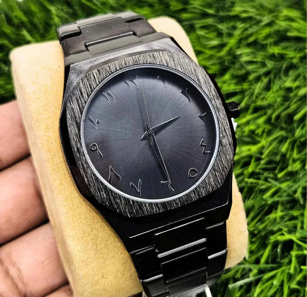 Black Arabic Aura Watch (Masterpiece) – Stainless Steel Edition Four Tick