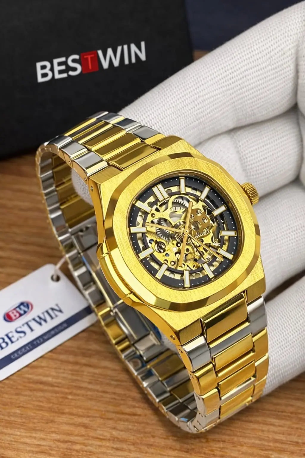Bestwin Skeleton Automatic Mechanical Watch Four Tick